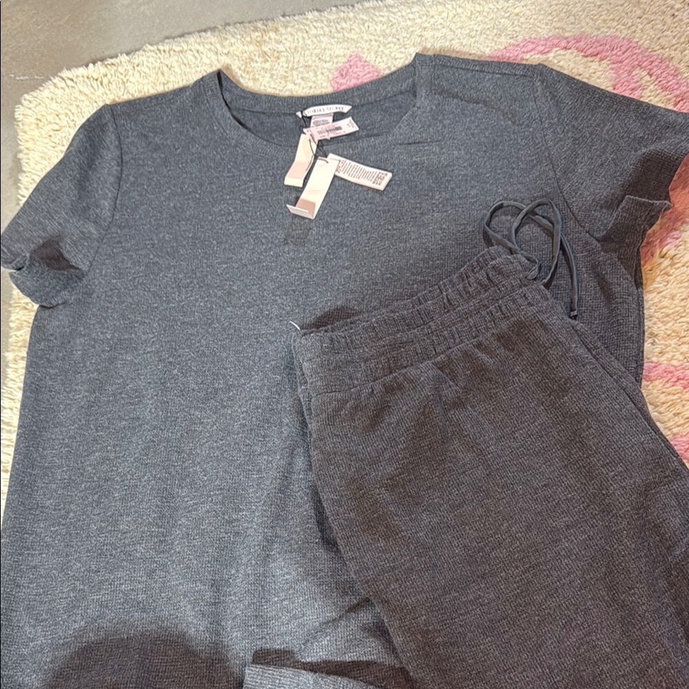 Victoria secert Gray Short Sleeve Top and Pants pajama set size L